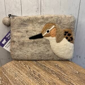 Felted Wool Neutral Wallet Pouch Western Sandpiper Makeup Bag New FAST SHIP
